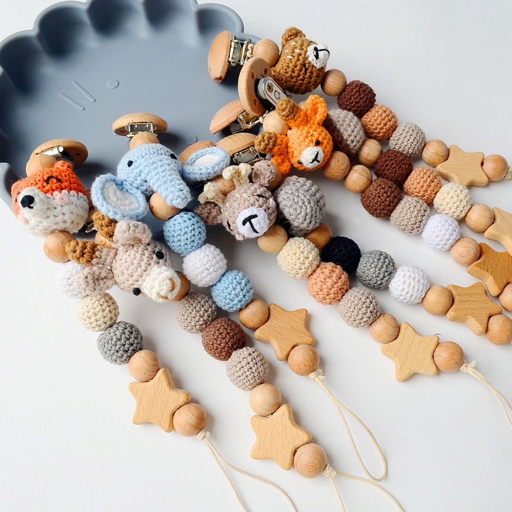 Baby Food Teether - Chupete de madera para bebé, cadena