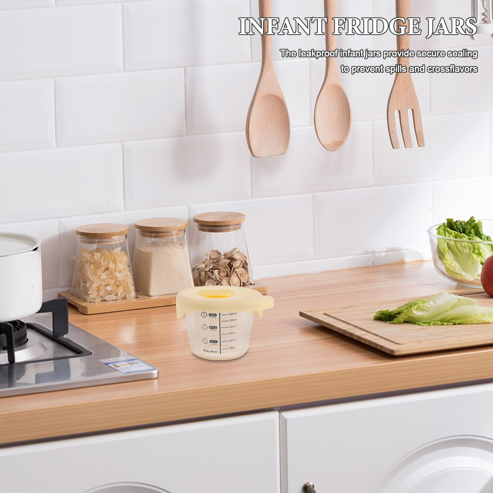 Baby Food Prep Containers - Recipientes de vidrio para almacenamiento de